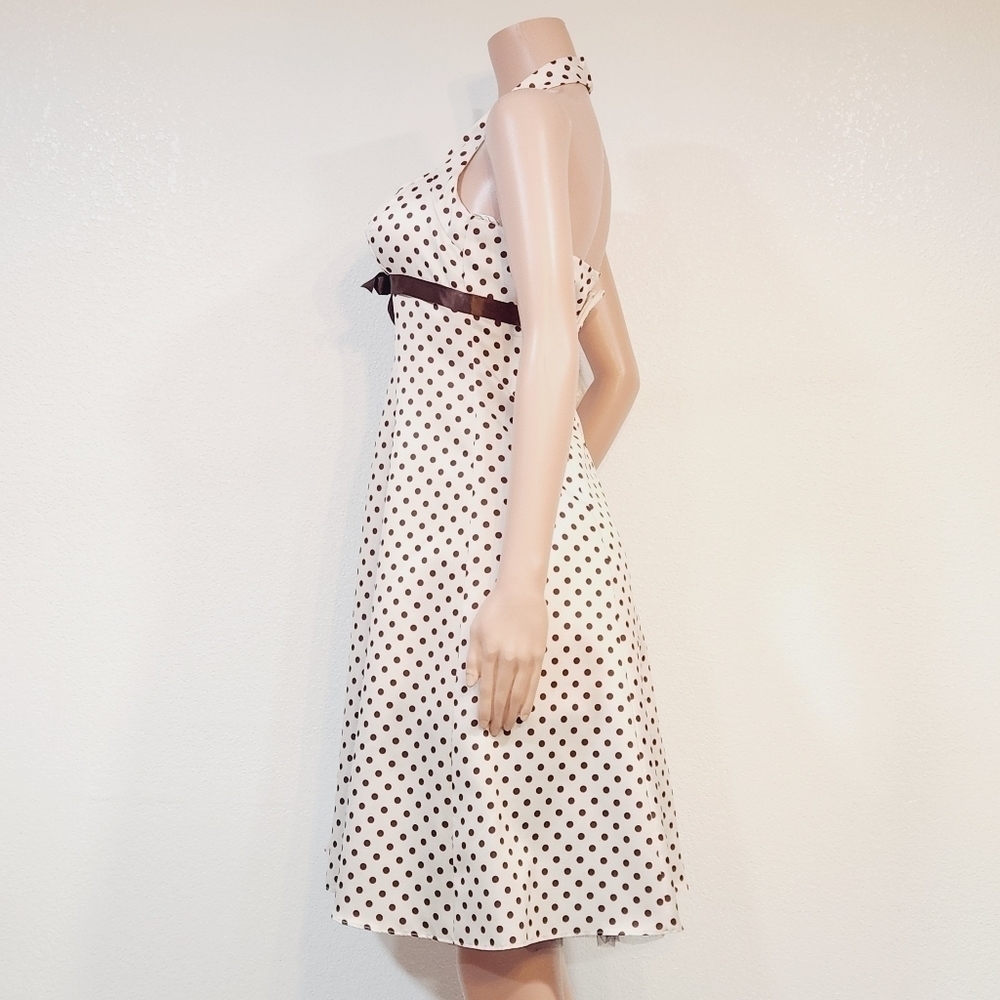 Zum ZUM by Niki Livas White And Brown Polkadot Halter 50s Style Deeds Sz 5/6 - Picture 6 of 13